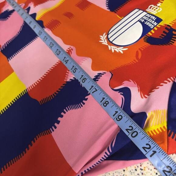 2022 World Cup ADIDAS ROYAL BELGIAN FA Slim Fit Pre-Match Soccer Jersey Men's L - Picture 7 of 8
